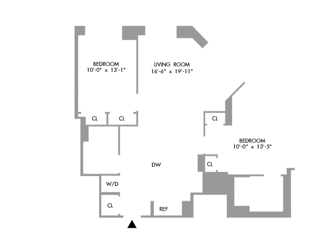 2 Bedroom Floorplan 1000 sq ft.
