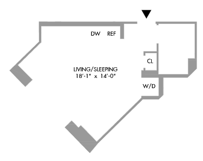 Studio Floorplan 403 sq ft.