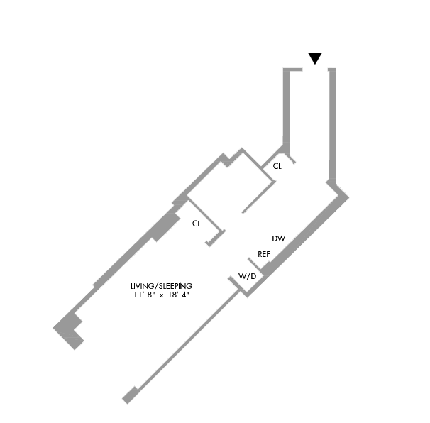 Studio Floorplan 515 sq ft.