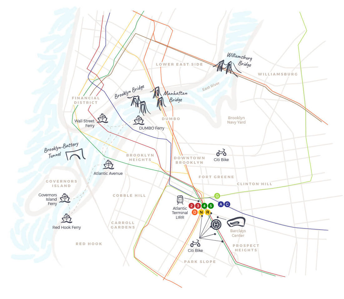 A map showing transportation near Heritage Dean Street