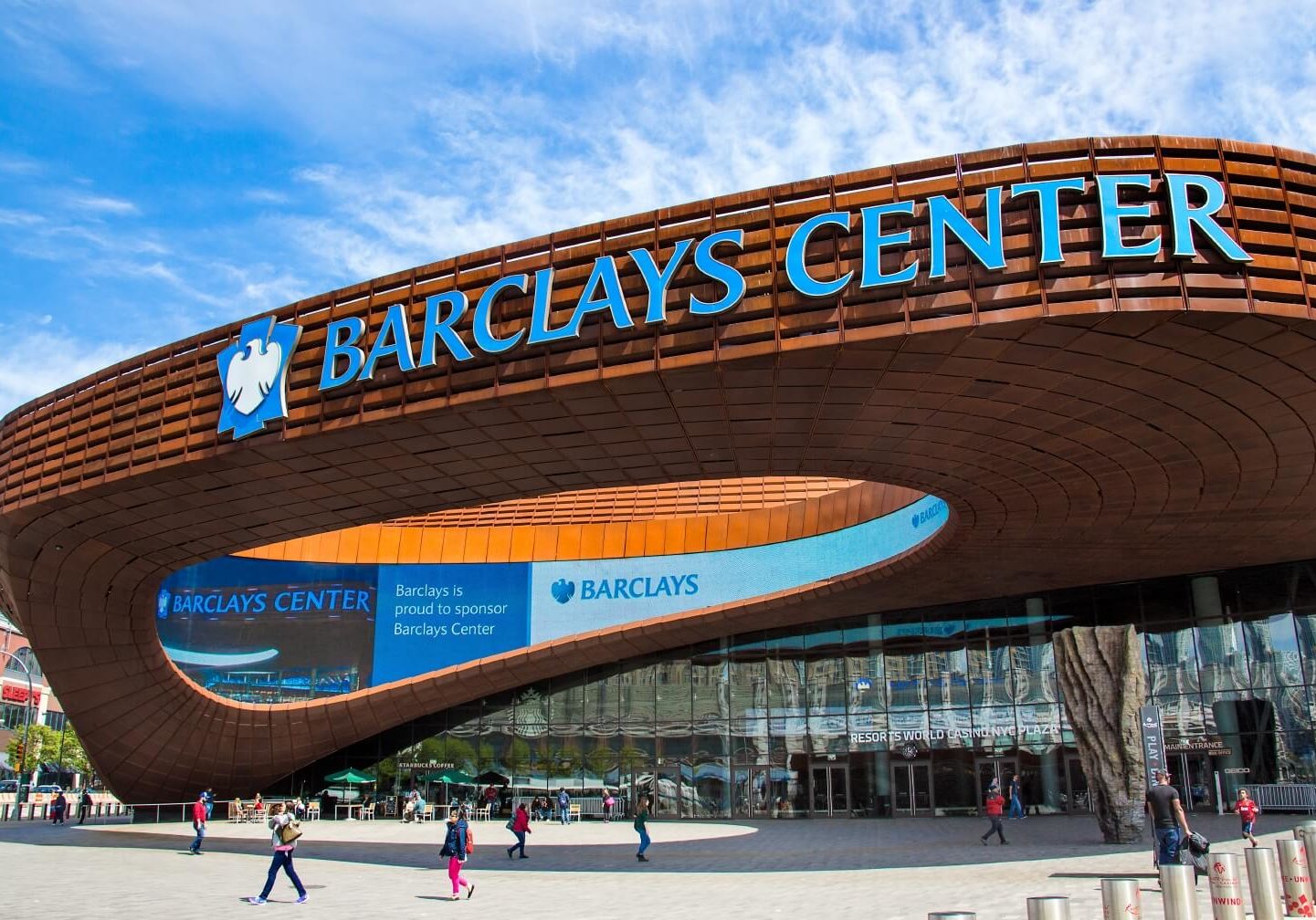 The entrance to Barclays Center, right across the street from Heritage Dean